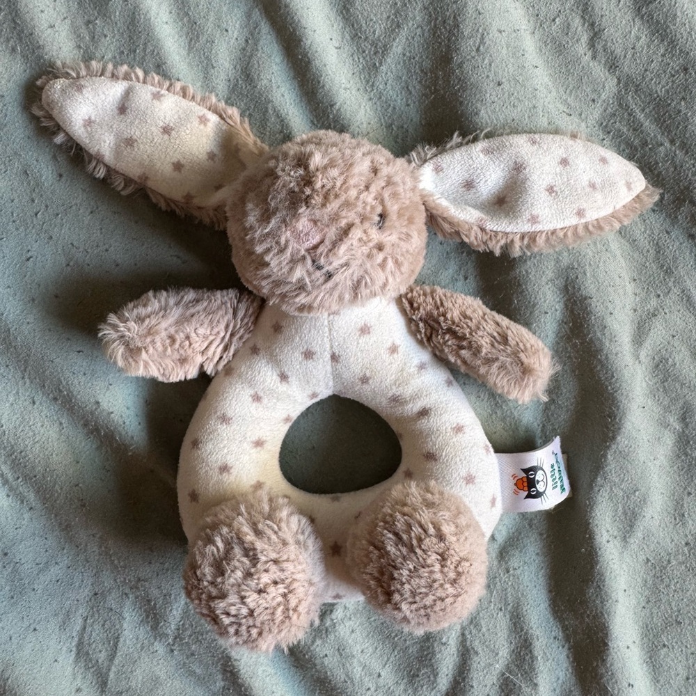 Jellycat Plush Bunny Rattle Toy - Cream and Brown